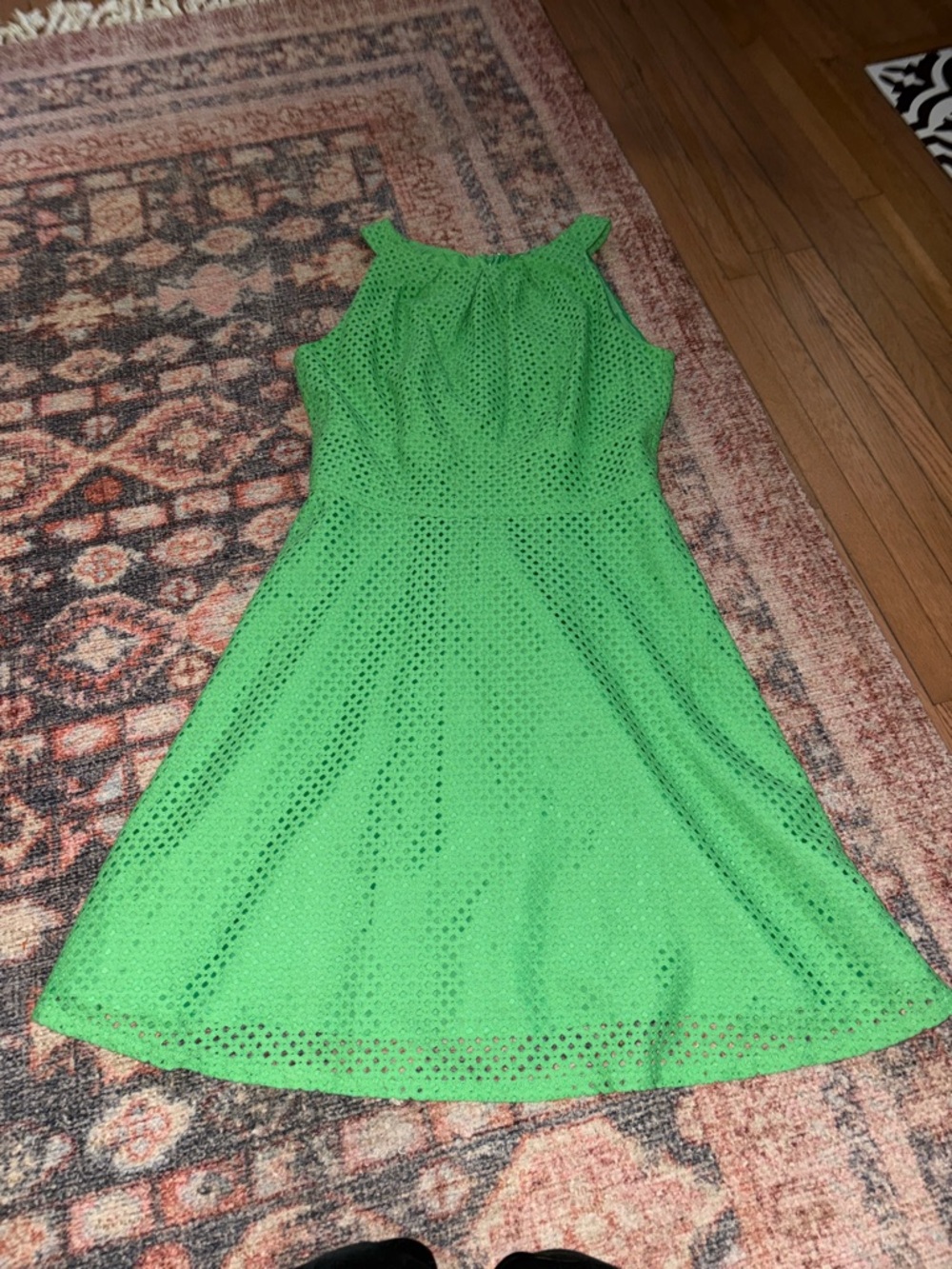 New York & Company Bright Green Eyelet  Dress size 4